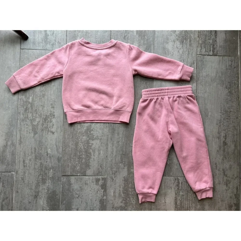 CHAMPION Toddler Girls 2 Piece Outfit Set Fleece Jogger Sweatshirt Sweatsuit 3T